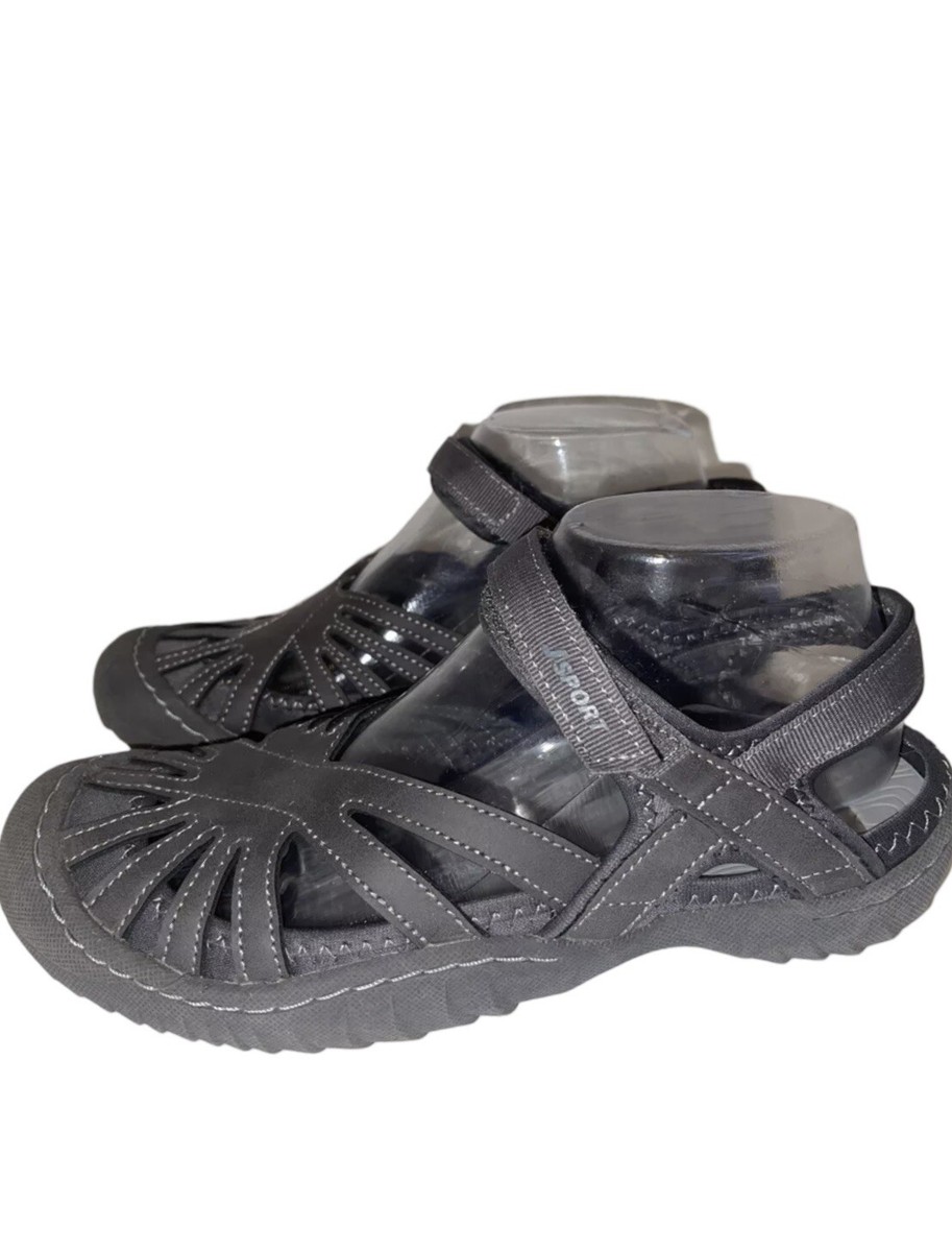Jsport By JAMBU Gray Athletic Mary Jane Sandals Breathable Design Womens Sz 
