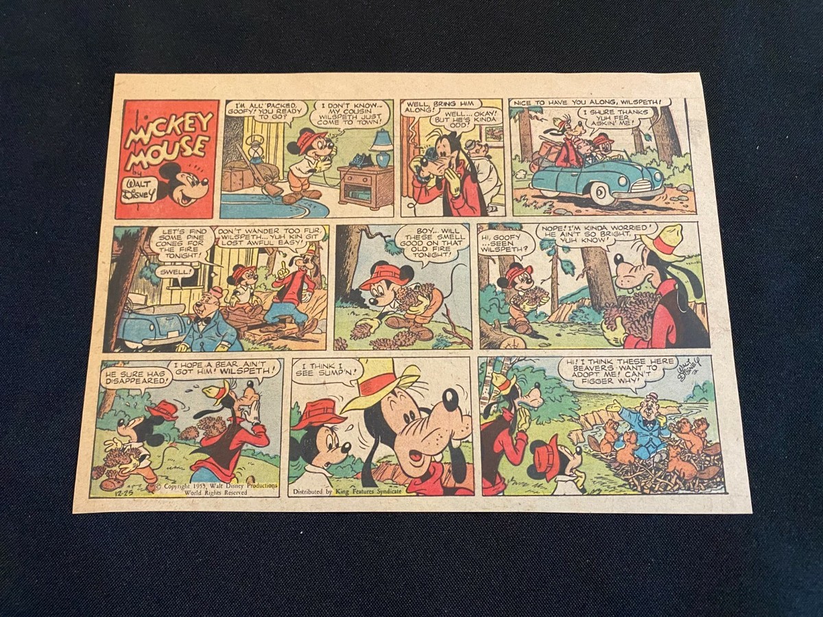 TH02 Walt Disney's MICKEY MOUSE Sunday Tabloid Half Page Strip Dec