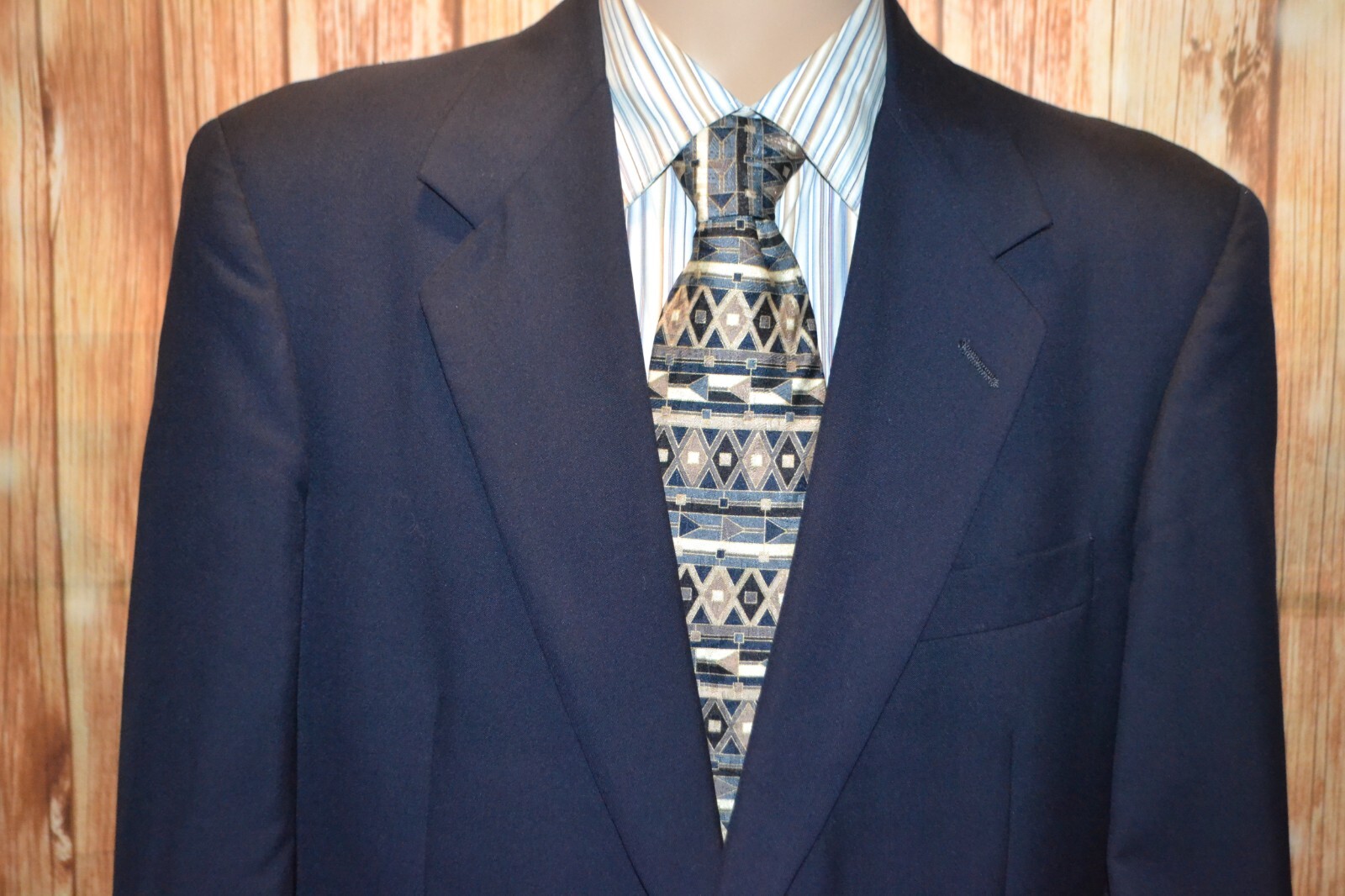 Vintage Burberry Navy Blue Super 100s 2 Front Button Sports Coat Blazer Sz 40R thumbnail 3