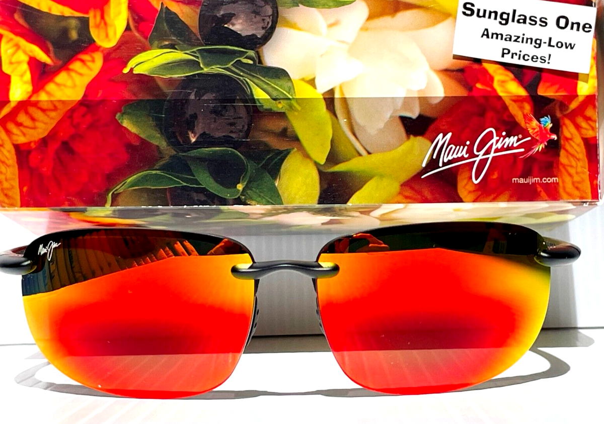 NEW Maui Jim HOOKIPA XL Matte Black POLARIZED Lava Ruby Lens