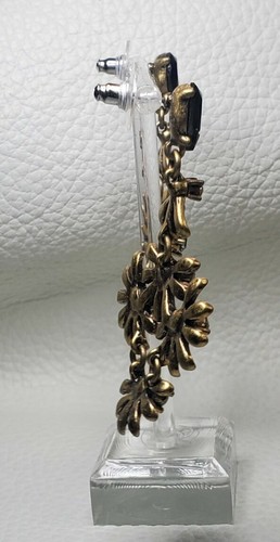 Baublebar Grey Crystal Flower Floral Chandelier Statement Earrings In Brass - Picture 9 of 12