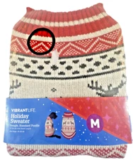 VibrantLife Dog Holiday Sweater, Size M, Reindeer, new (BB1)