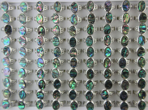 Wholesale Lots 40pcs Charm Jewelry Mixed Oval Shell Silver Plated Women Rings