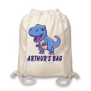 personalised dinosaur drawstring bag
