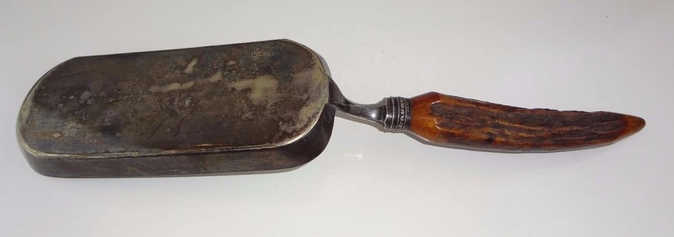 Cuerno Allen & Darwin vintage de los años 1880 plata ceniza cuchara mango de ciervo A&D Foto 4 de 4