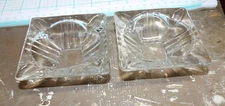 Set of 2 UNUSED Vintage Park Avenue Clear Glass Ashtrays Ash Tray