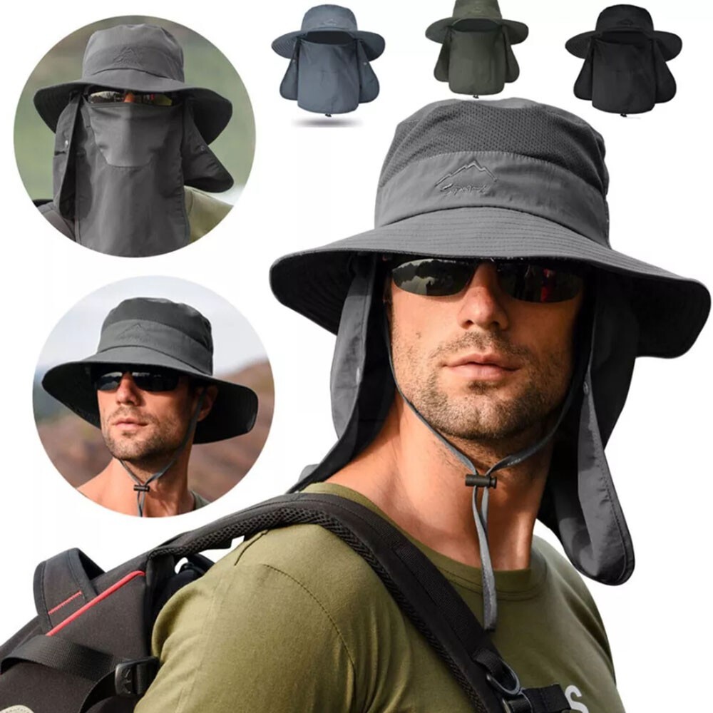 Men's Bucket Hat Wide Brim Sun Safari Camping Fishing Boonie Cap USA-image
