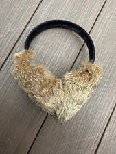 REAL BEIGE Rabbit Fur Earmuffs with Velvet Band Winter Ear Warmers Foldable