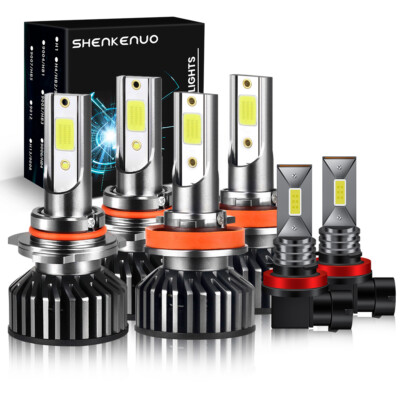 Combo 6x LED Headlight Bulbs Hi Low Beam+Fog Light For Nissan Rogue Select 14-15