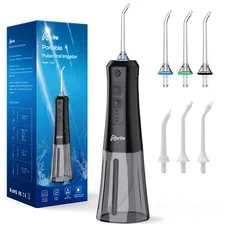 Abrite Cordless OLED Oral Irrigator Dental Water Flosser 7 Jet Tips 5 Model