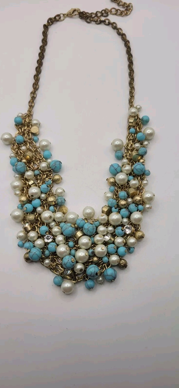 Pearl Cluster Statement Necklace Robin's Nest Blu… - image 10