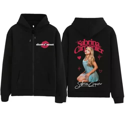 Sabrina Carpenter Music Concert Pop WORLD TOUR Zipper Hoodie Zip-up Fan Gift