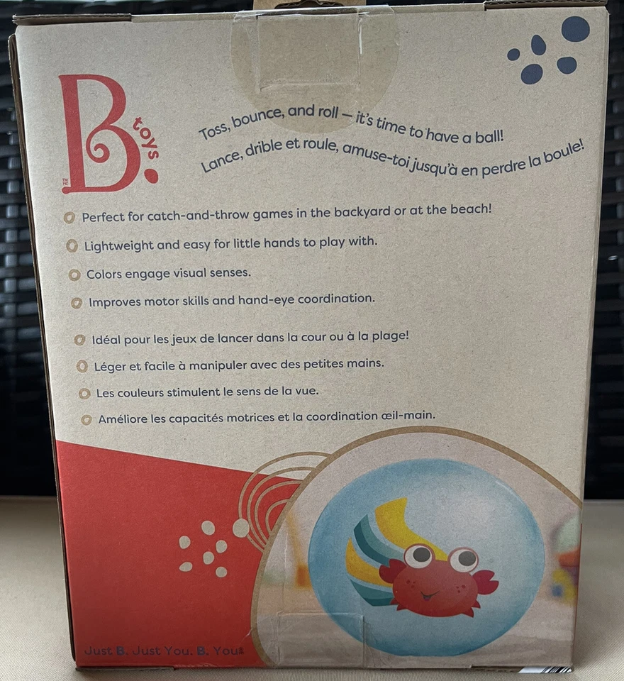 Paquete de 2 bolas hinchables B. Toys para niños bomba de aire de 8,5” incluidas bolas de tiburón y cangrejo Foto 2 de 4