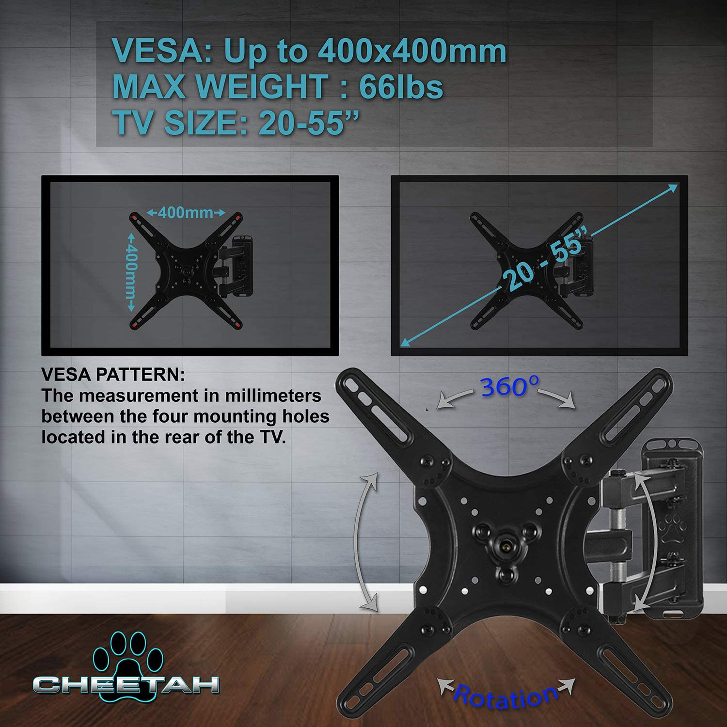 Mounts ALAMLB Articulating Arm (20" Extension) TV Wall Mount Bracket for 2055" HRI Day India