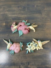 Vintage Set of 3 Hummingbirds Plastic Wall Hanging Decor Made in USA Burwood