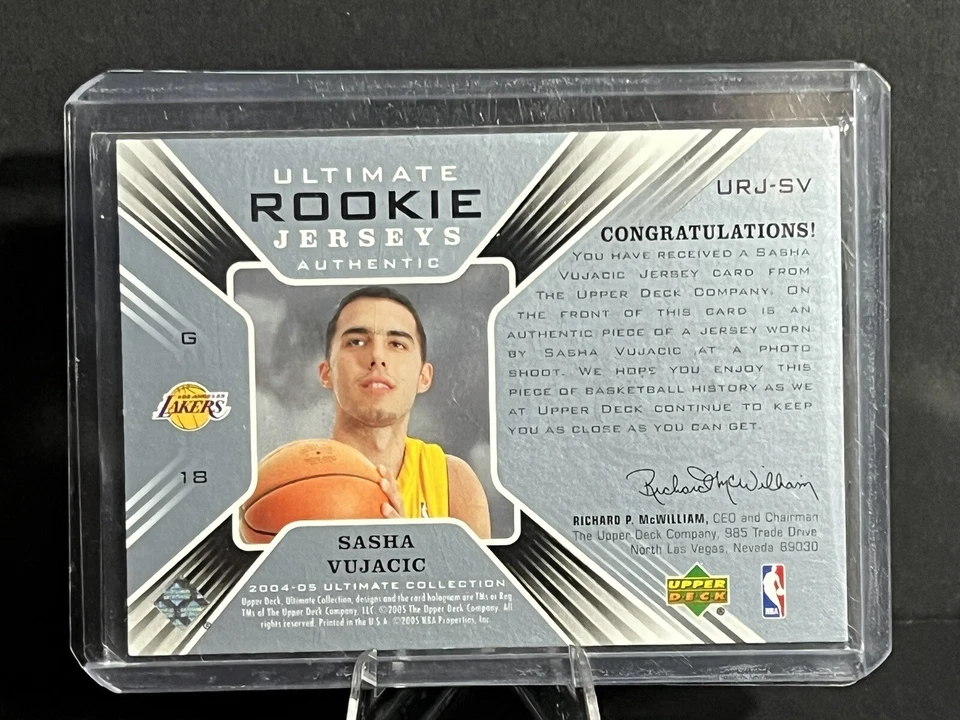 2004 UD Ultimate Collection Jerseys LA Lakers RC /275 Sasha Vujacic G # URJ-SV - Image 4 of 4