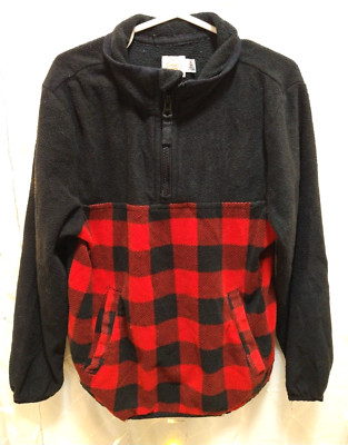 WONDER NATION BOYS SMALL 6-7 RED BUFFALO PLAID 1/4 ZIP JACKET WARM COMFORT SOFT
