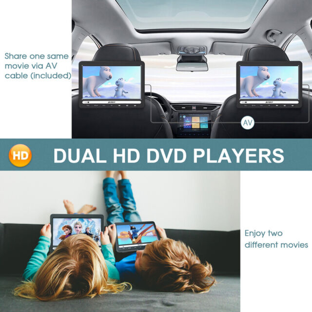 2x 10.1&quot; Full HD Tragbarer DVD-Player 5 Stunden Auto Kopfstütze Monitor USB HDMI
