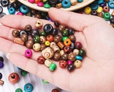 Lot 100 Pcs Wooden Beads Crafts Colored Jewelry Assorted African Beads