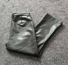 ASOS Women's Grey Casual Faux Leather Bootcut Trousers Pants - Ladies Size UK 12