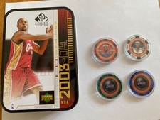 Lebron James Rookie Tin only and 4 Poker Chips 