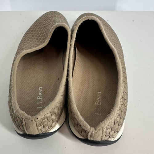 L.L. Bean Soft Fabric Mules Textile Casual Slip On Clogs Flats Beige Size 9M - Picture 2 of 8