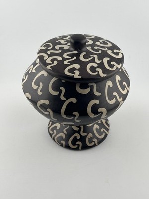 Bemo Soapstone Hand Carved Decorative Storage Jar with Lid Kenya 7in