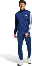 Image of adidas Men's SPORTSWEAR BASIC 3 STRIPES TRICOT TRACKSUIT, Dark Blue, Size XL