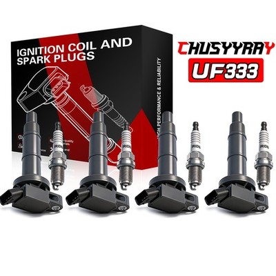 4X Ignition Coils 4X Iridium Spark Plug For 2009-2010 Pontiac Vibe L4 2.4L