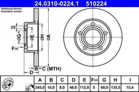2 X Bremsscheibe ATE 24.0310-0224.1 FüR VW Audi