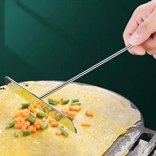 Stainless Pancake Crepe Maker Tool Smooth Edge Utensil with Extended Handle