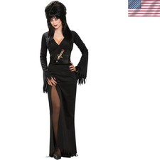 Classic Black Elvira Halloween Costume for Adults - Effortless Horror Style
