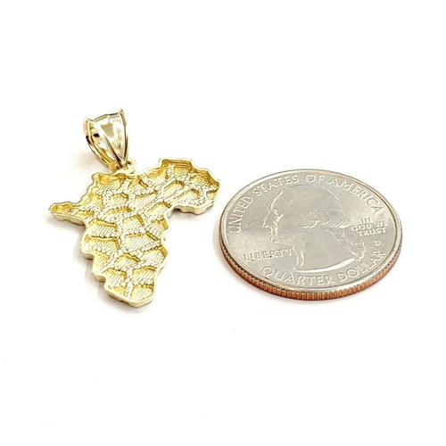 10k yellow gold nugget Africa continent outline map pendant charm jewelry 2.1g - Picture 9 of 12