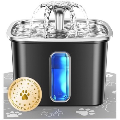 Stainless Steel Cat Water Fountain, 108oz - Space Black