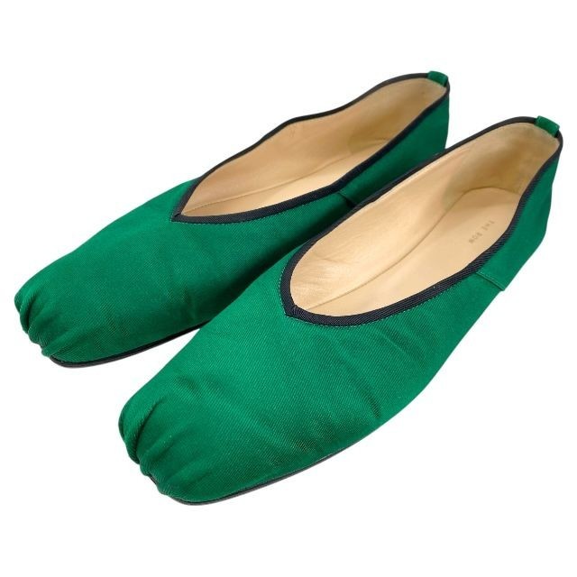 THE ROW Satin Ballet Flats Green Size 36 Ballerina Shoes Slip-On