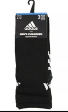 ADIDAS Men's 3-Pack CLASSIC AEROREADY CUSHIONED CREW SOCKS 5147481A NEW w TAGS
