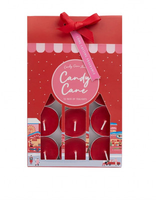 Candy Cane Lane Duft 12 Teelichter im Zuckerstangenduft, Geschenkset