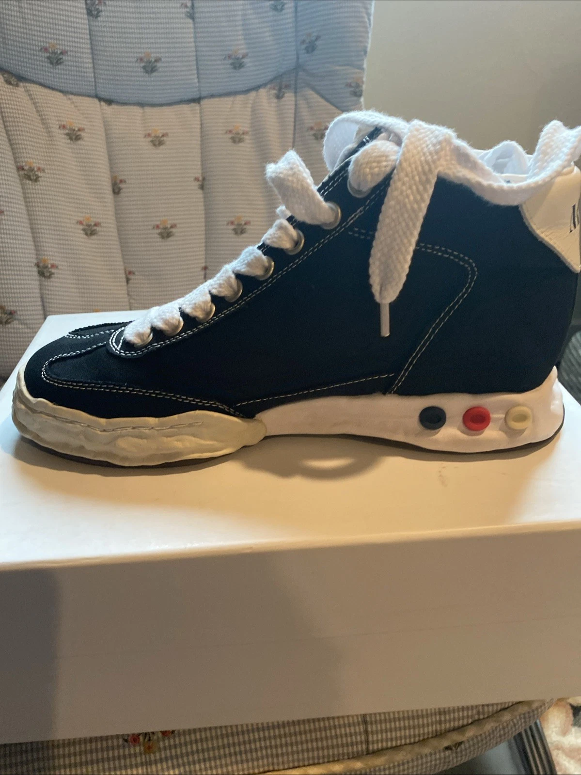 Scarpe da uomo Maison MIHARA YASUHIRO Herbie alte in tela nera nuove con scatola DS EU 43