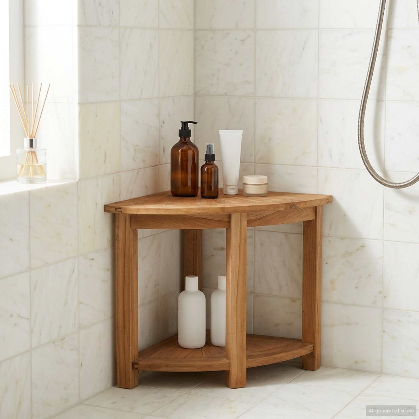 Tavolo Laterale da Bagno Naturale 45 x 46 cm vidaXL