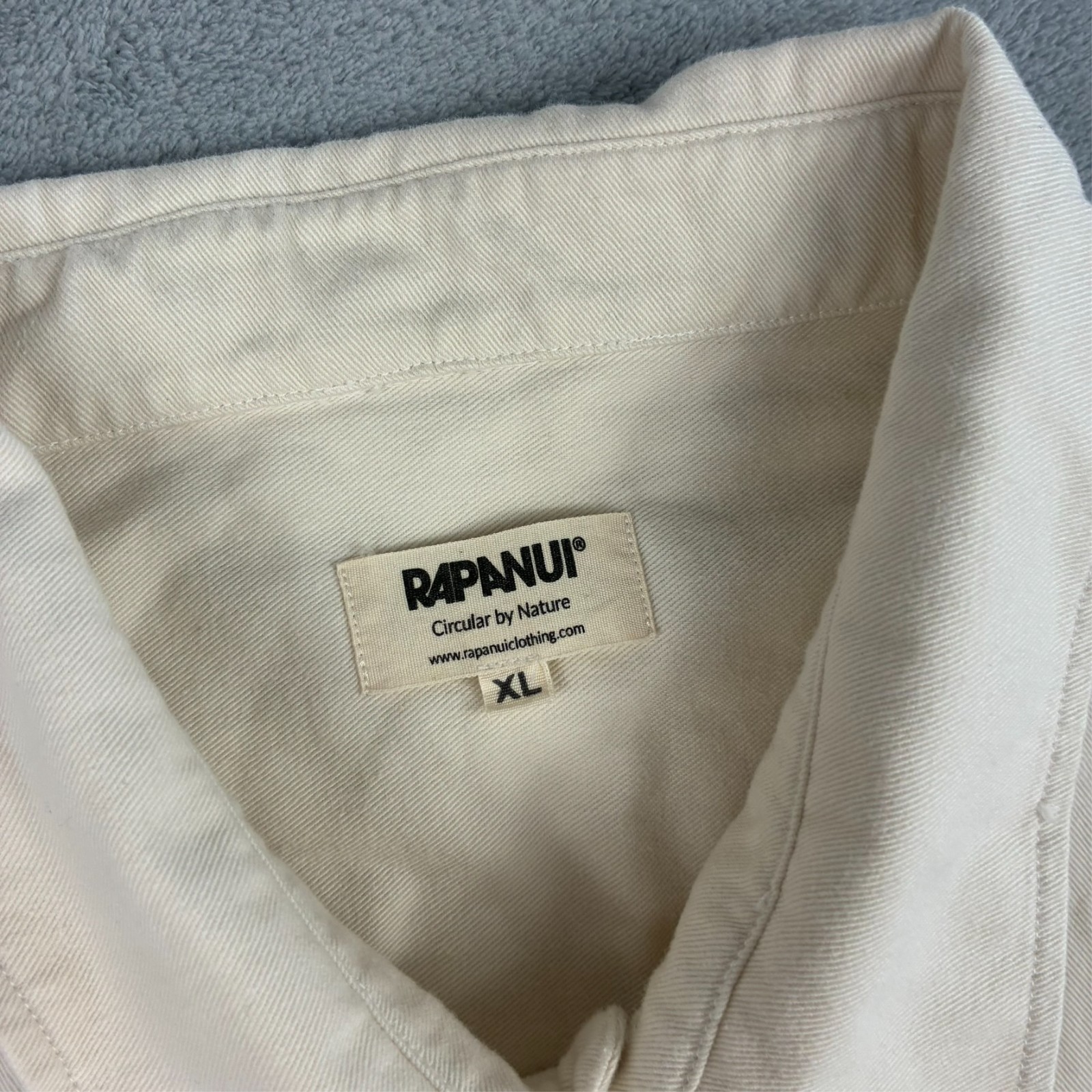 VTG Rapanui White Organic Cotton Size XL Twill Overshirt Button Up L/S Shirt image 4