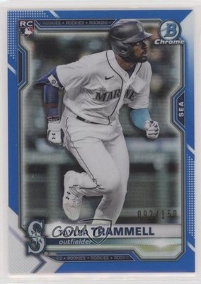 2021 Bowman Chrome Blue Refractor 92/150 Taylor Trammell #61 Rookie RC wo3