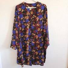 Vintage Intimates Lane Bryant Women 18/20 Duster Robe Purple Burgundy Floral