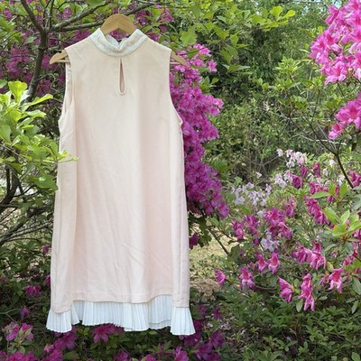 Nanette Nanette Lepore Dress w/Lace Collar + Pleated Bottom Ballet Cream Size 12