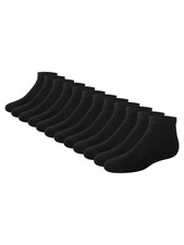 Hanes Boys Ankle Socks, 12 Pairs Double Tough Cushioned Moisture-Wicking Black M
