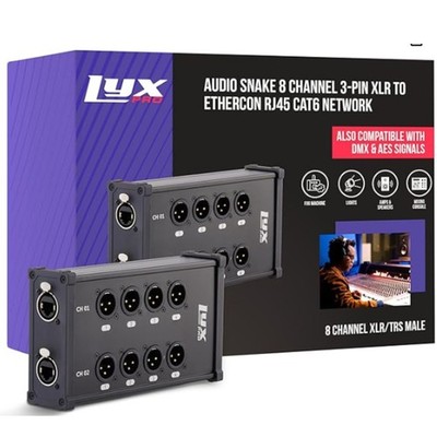 LyxPro 8 Channel XLR Male to RJ45 Ethercon Breakout Cable Stage Lighting