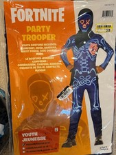 Fortnite Party Trooper Boys Costume Medium 8-10 Jumpsuit Mask Set