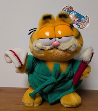 Vintage Garfield The Cat Plush Green Robe Toothbrush Bedtime DAKIN 1981 W/ Tags