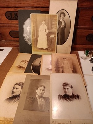Lot Of 11 original  Women Cabinet Cards 4 X 6'' Morgantown W Virginia Chicago