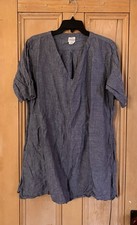 Vikolino Womens 100% European Linen Lagenlook Pockets Dress Sz Small Blue SP EXC