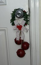 Jingle Bells Christmas Door Hanger Red Bell With Star Cutouts
